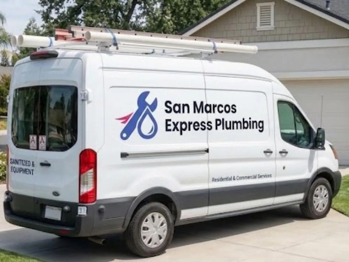 San Marcos Express Plumbing service van in San Marcos, CA