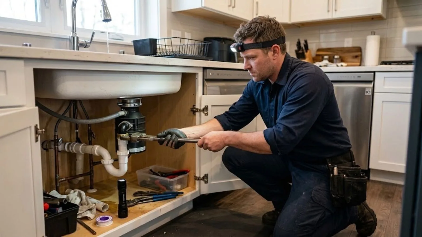 Licensed plumber servicing a home in San Marcos, CA